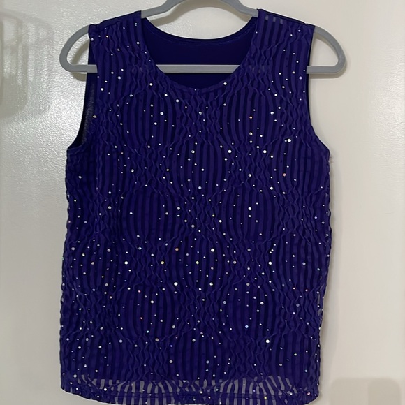 MAXIMA VINTAGE 3-PIECE SKIRT TOP CAMISOLE WOMEN Sz S EMBELLISHED SEQUINS PURPLE - Picture 4 of 16
